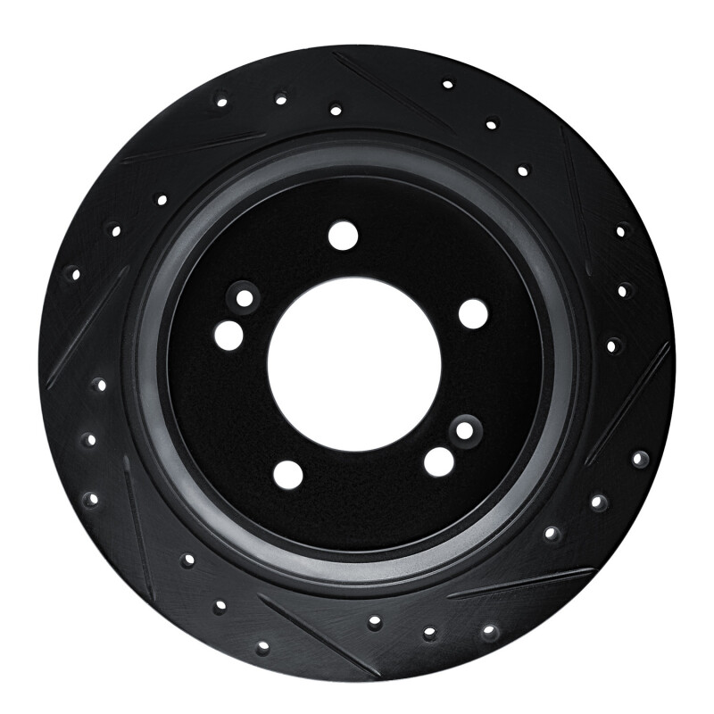 Hyundai Kona EV Brake Rotor (1) - Rear Right - R1 Concepts - Drilled & Slotted - Black - `17-`23